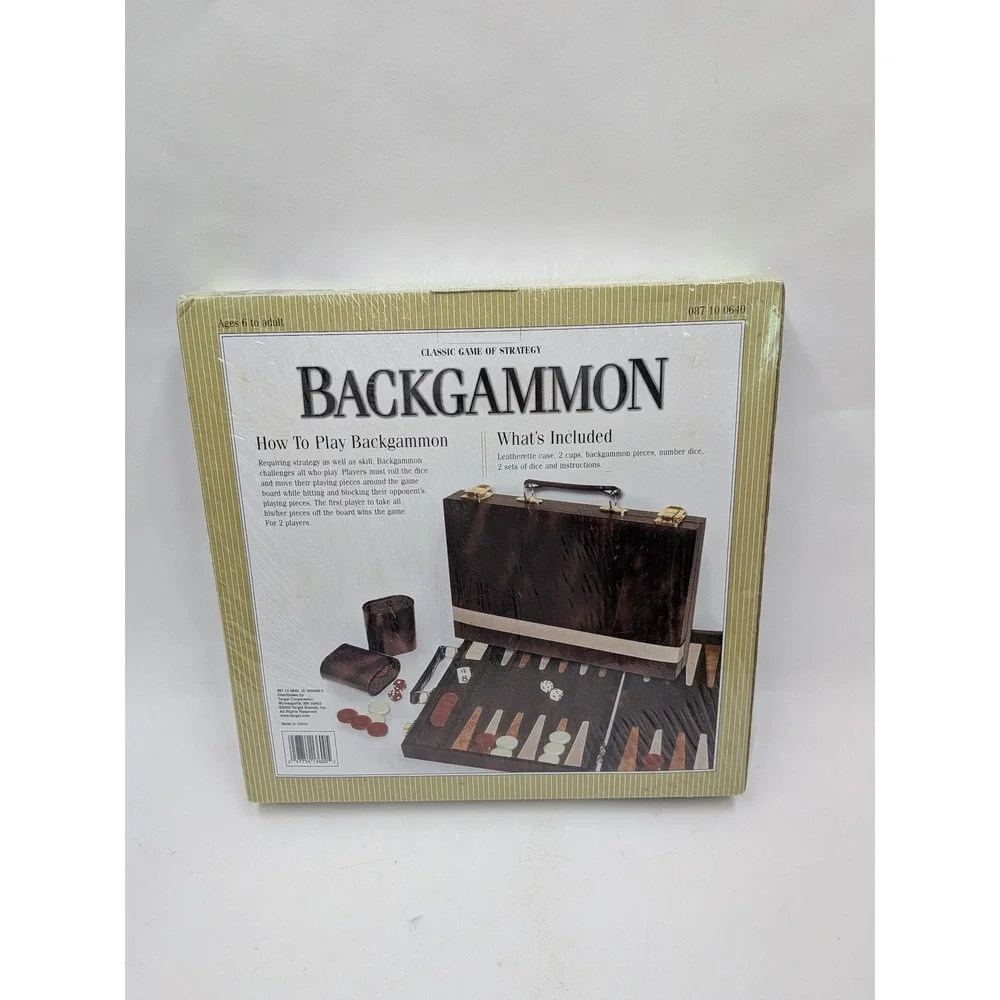 Vintage 2005 Target Backgammon Game Set Leatherette Case Stitched Felt Field NEW